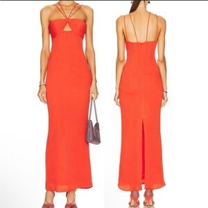STAUD Gianna Front Keyhole Maxi Dress Ribbed Strappy cutout NWT Size 6